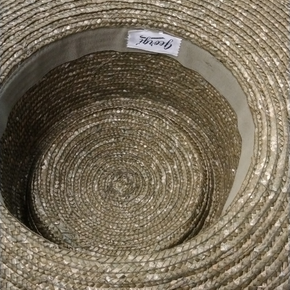 Georgi Vintage 70-80s DESIGNER  STRAW w burlap rib - Picture 5 of 8
